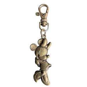 Vintage Disney MINNIE MOUSE Brass Keychain Pendant Charm Tarnished